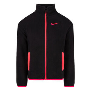 Nike Girls Black Full Zip Fleece Jacket Pink Trim Size 6X NWT